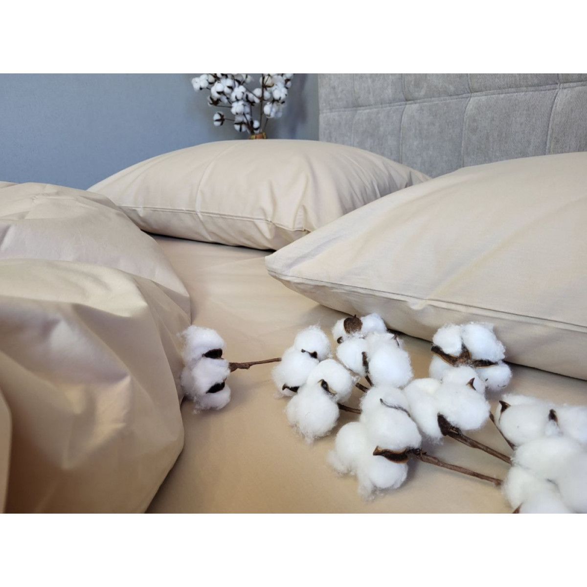 Турецька бавовна постільна білизна Bej Solo № S111 Turkish Cotton