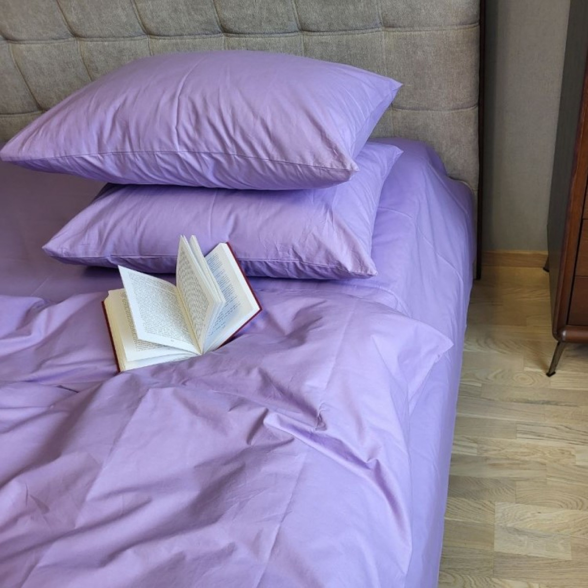 Постільна бавовняна білизна Лаванда Solo Turkish Cotton однотонна