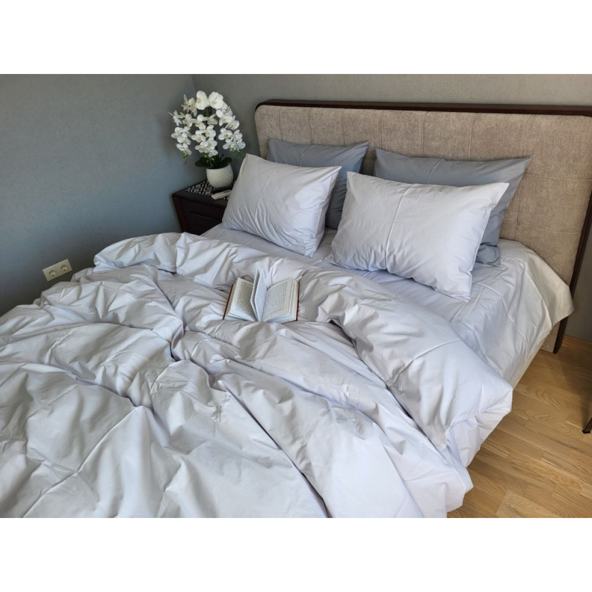 Постільна білизна зі 100% бавовни Світло-Сіра Solo Turkish Cotton