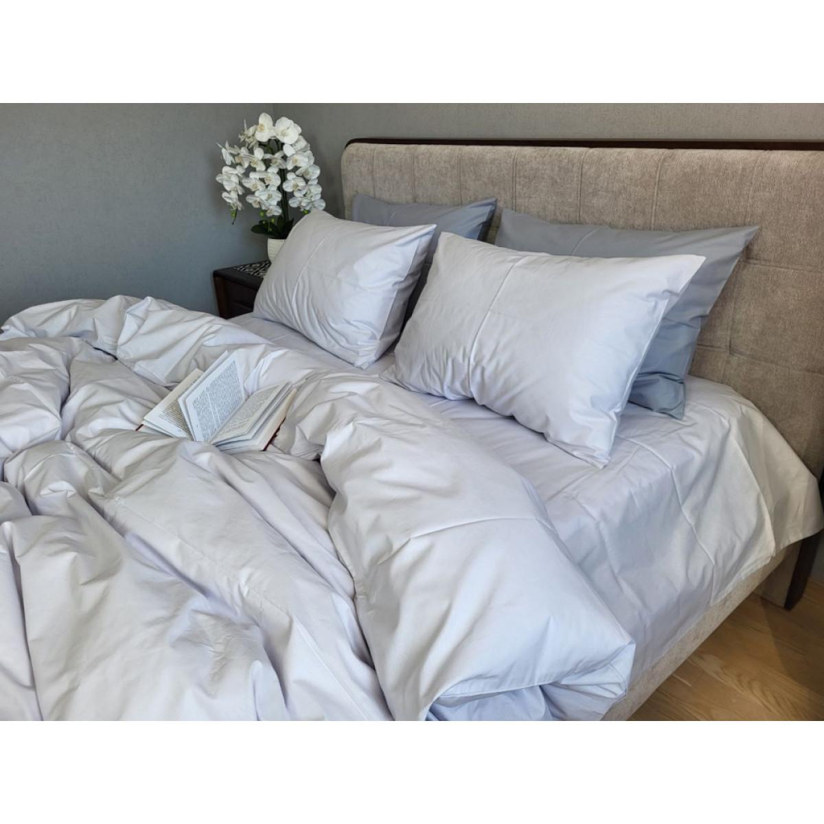 Постільна білизна зі 100% бавовни Світло-Сіра Solo Turkish Cotton