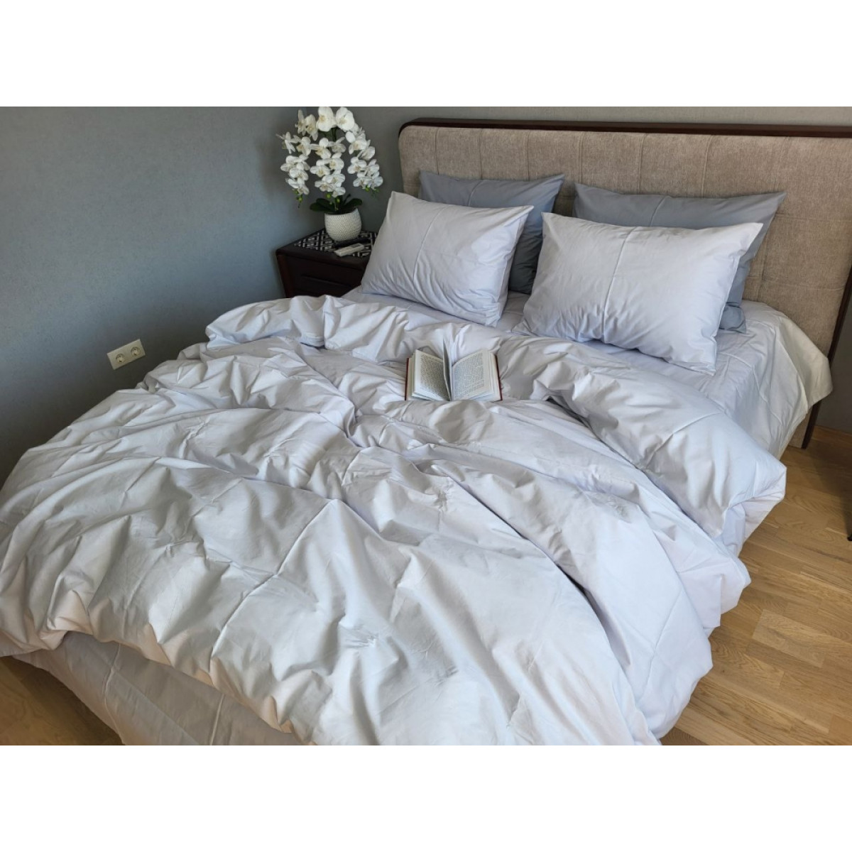 Постільна білизна зі 100% бавовни Світло-Сіра Solo Turkish Cotton