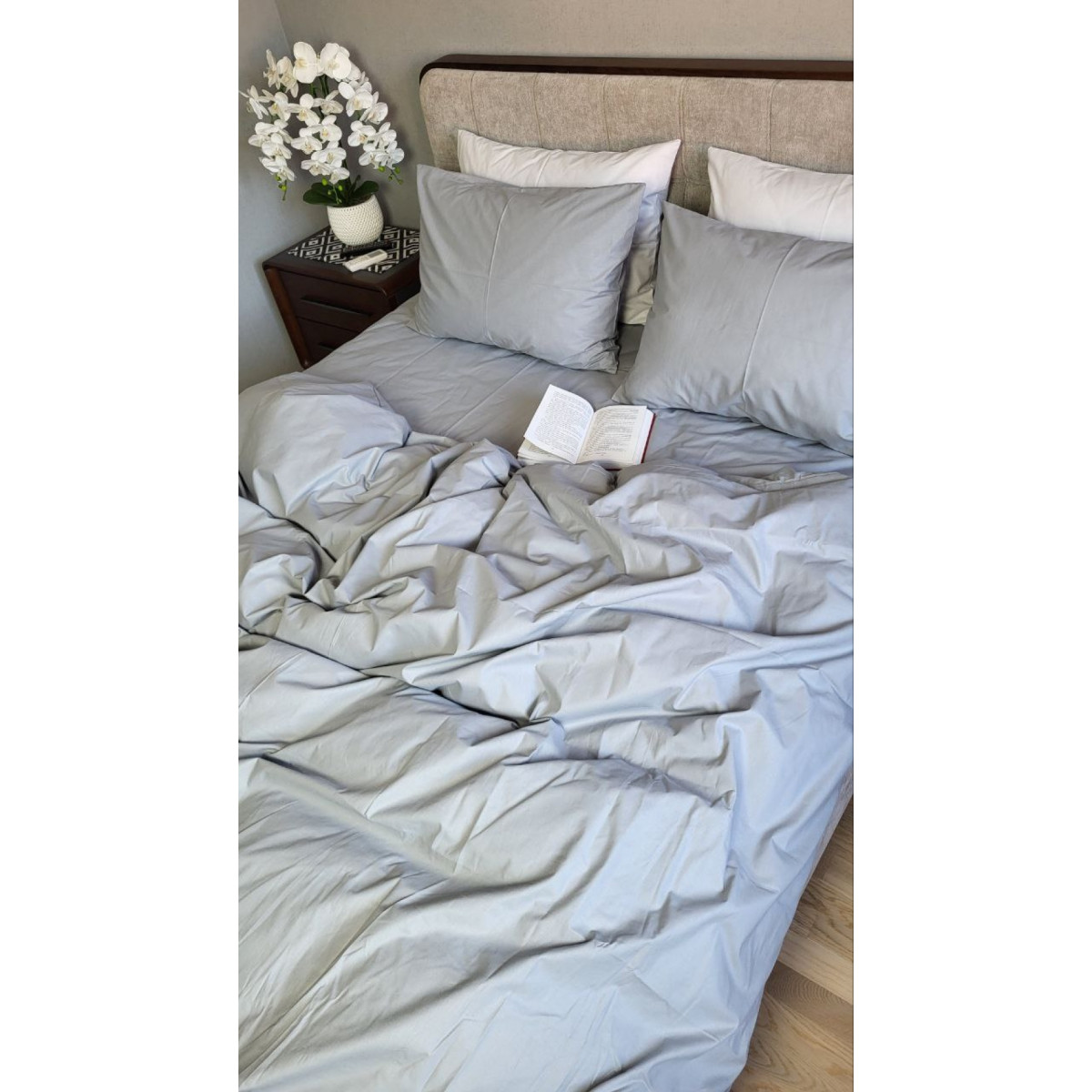 Однотонна постіль бавовна Сіра Solo Turkish Cotton