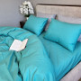 Однотонное постельное белье евро хлопок Бирюза Solo Turkish Cotton в Leron - фото 0