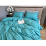 Однотонное постельное белье евро хлопок Бирюза Solo Turkish Cotton в Leron - фото 3
