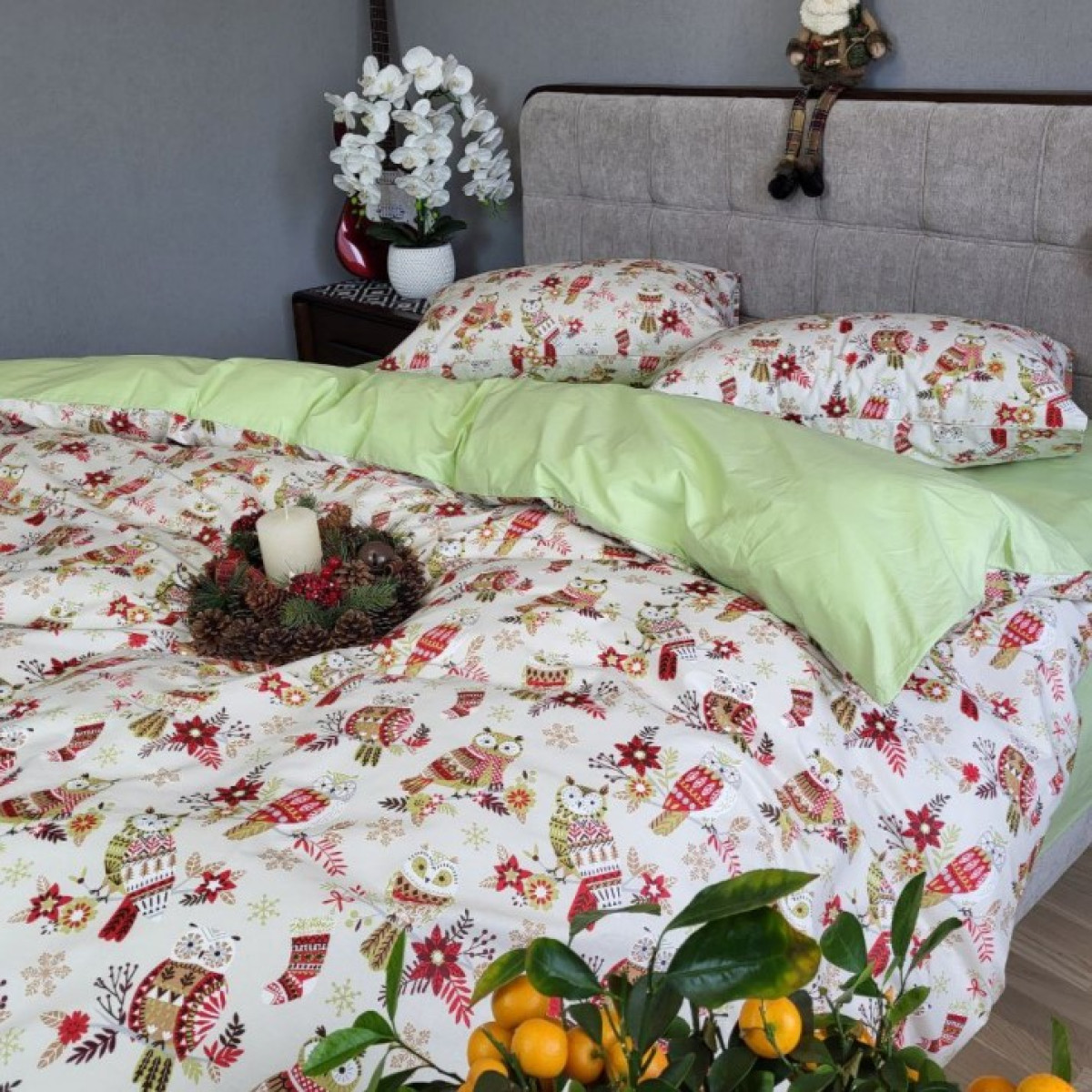 Новорічна постіль бавовна 100% Совенята Turkish Cotton в Leron - фото