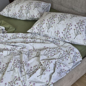 Комплект постільної білизни бавовна Гілочка Лун (хакі) cotton