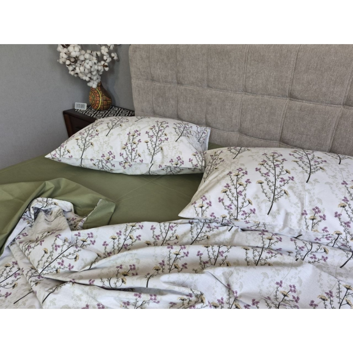 Комплект постільної білизни бавовна Гілочка Лун (хакі) cotton