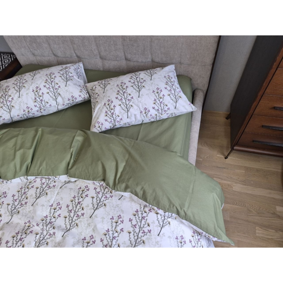 Комплект постільної білизни бавовна Гілочка Лун (хакі) cotton