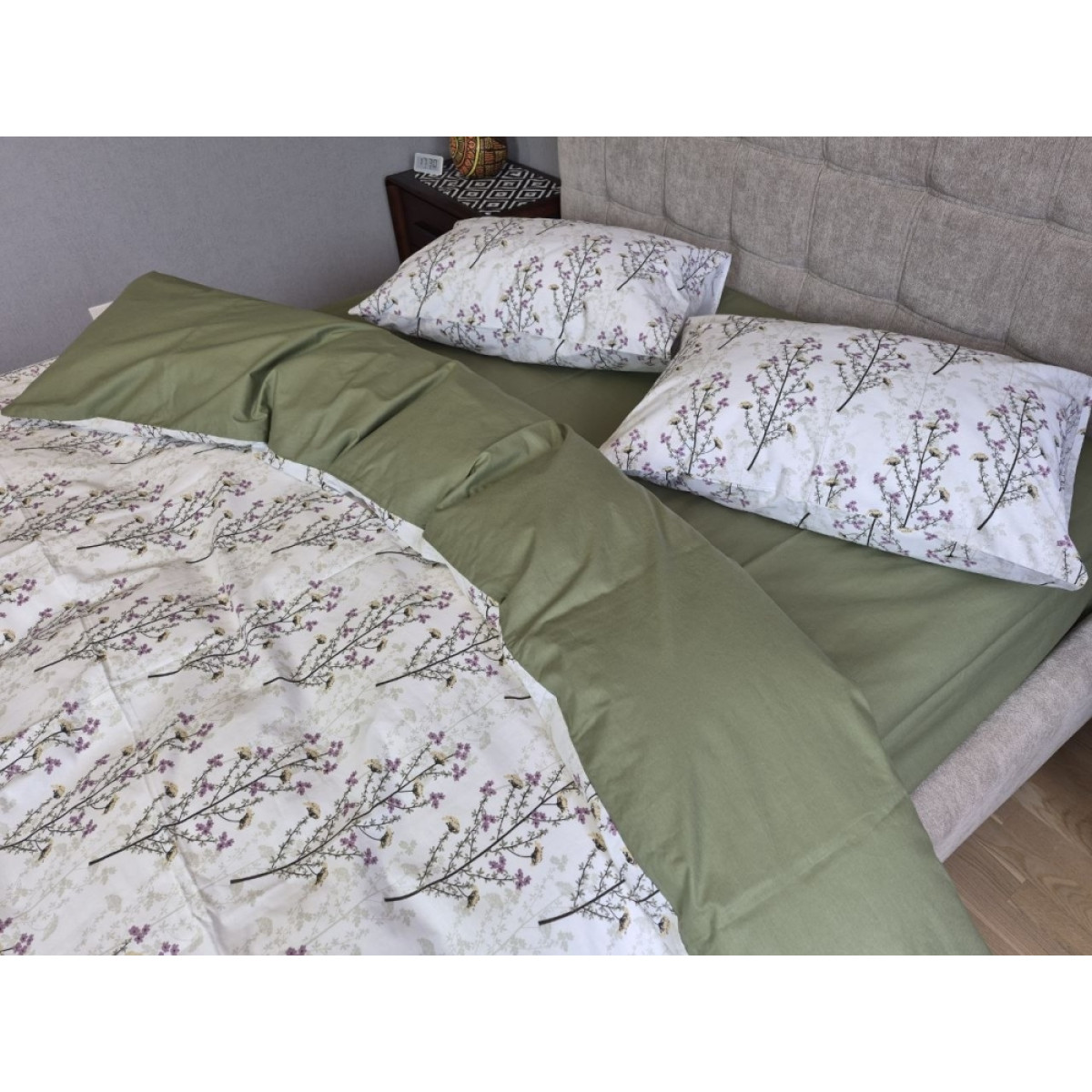 Комплект постільної білизни бавовна Гілочка Лун (хакі) cotton