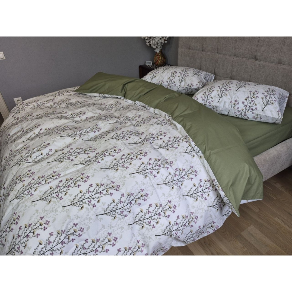 Комплект постільної білизни бавовна Гілочка Лун (хакі) cotton