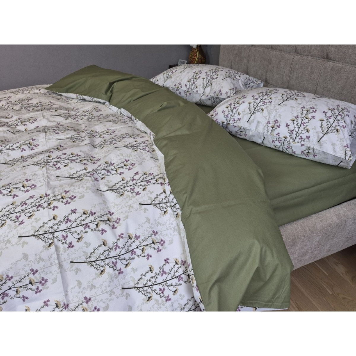Комплект постільної білизни бавовна Гілочка Лун (хакі) cotton