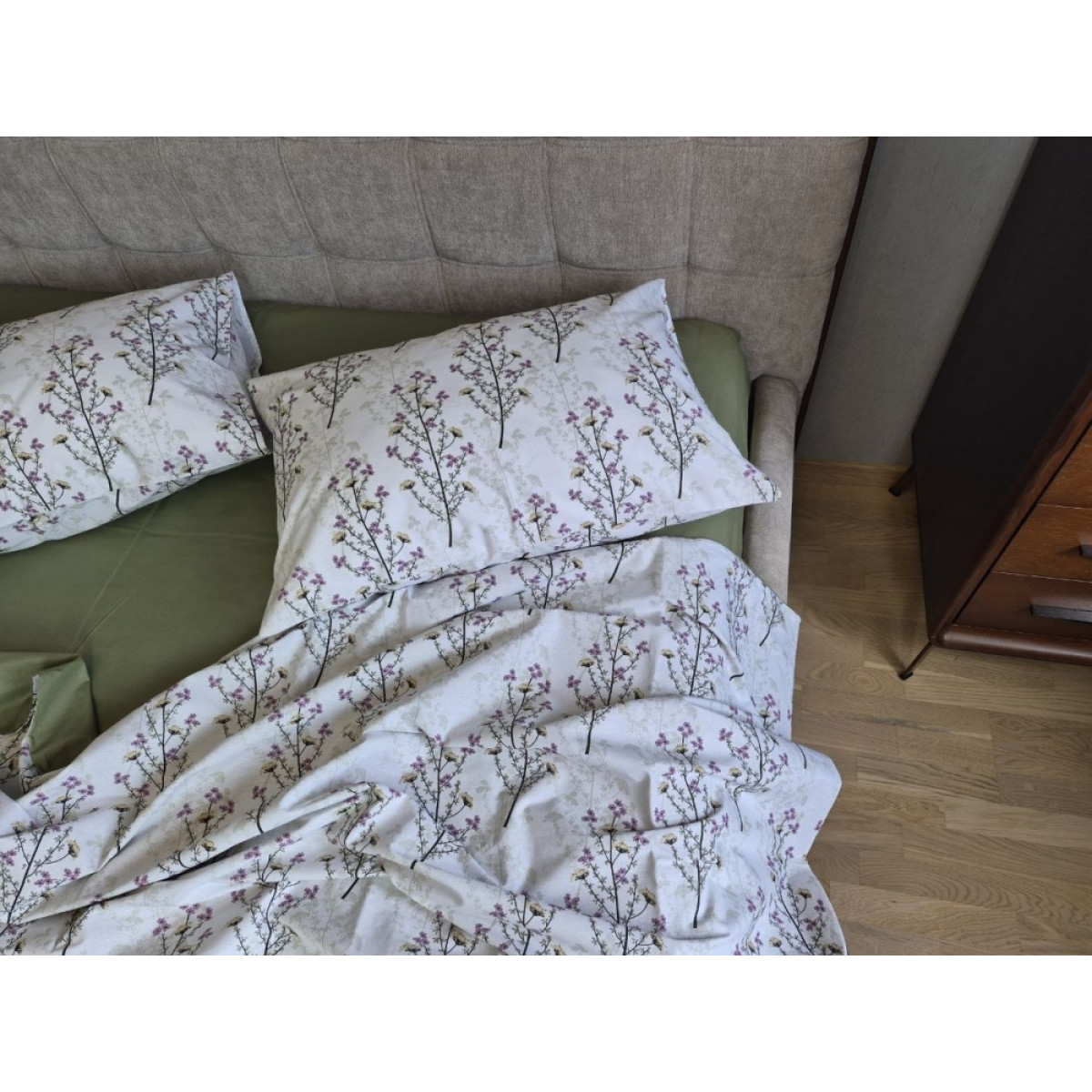 Комплект постільної білизни бавовна Гілочка Лун (хакі) cotton