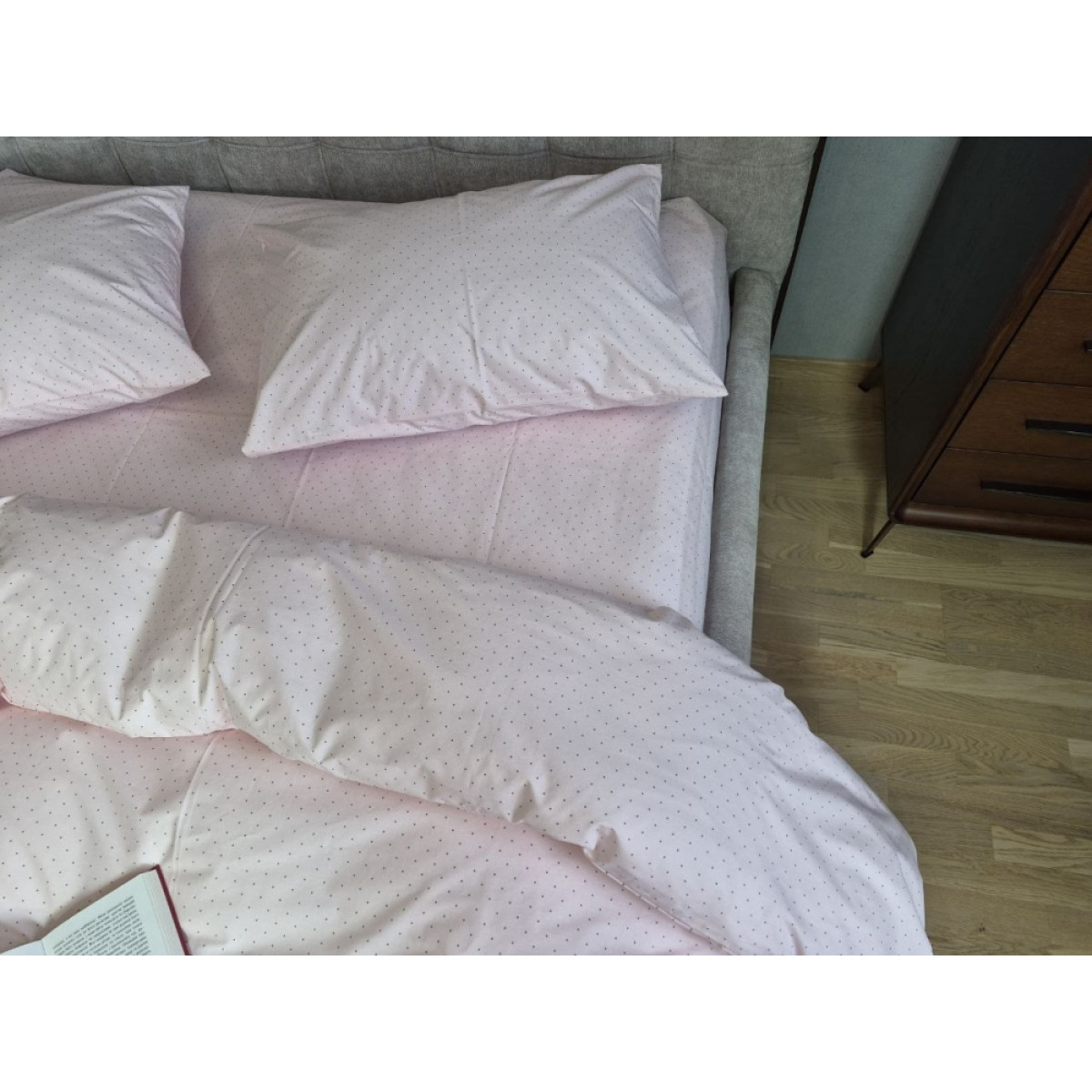 Хлопковое белье постельное в горошек Розовый Уют cotton