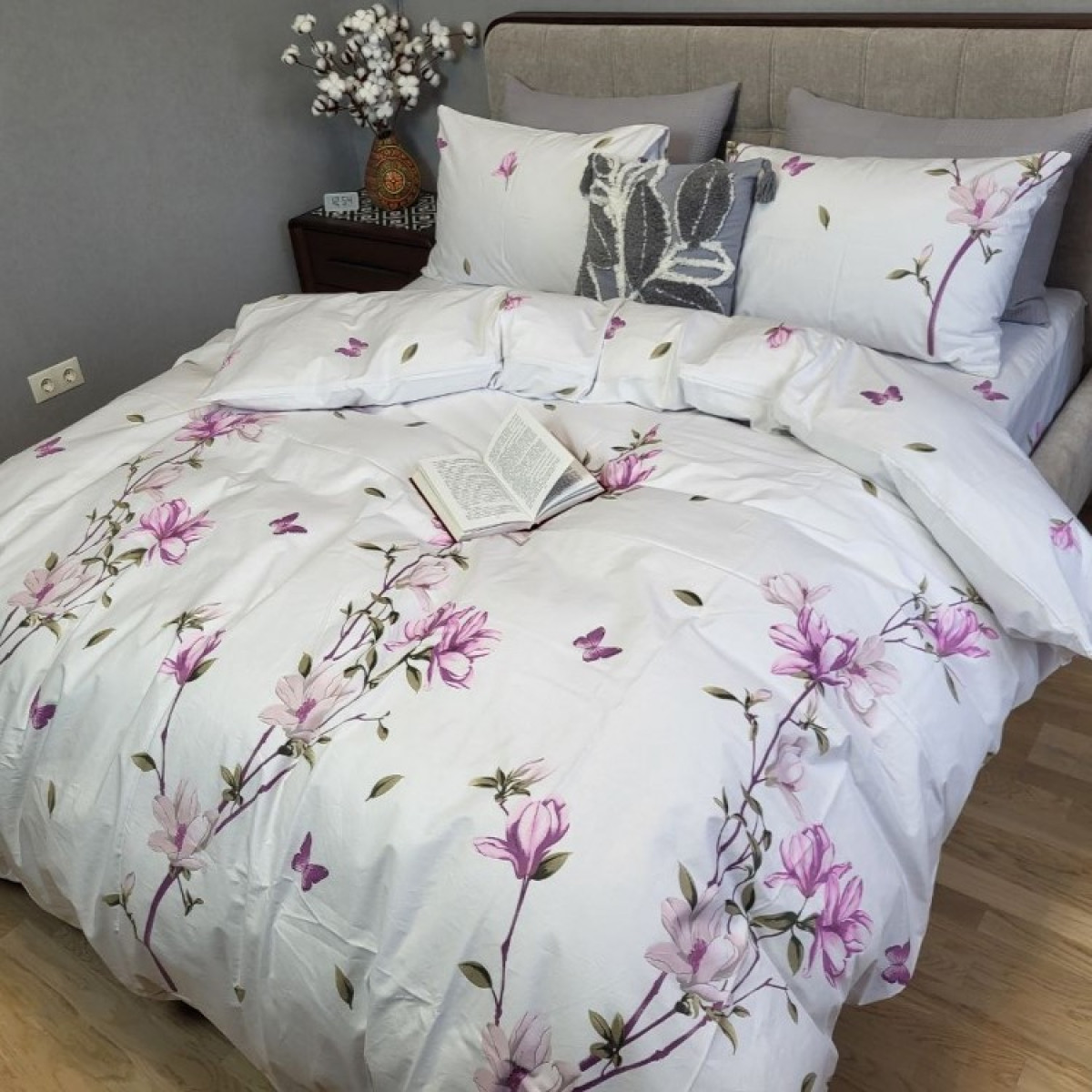 Бязева постільна білизна Premium Рожева Магнолія в Leron - фото