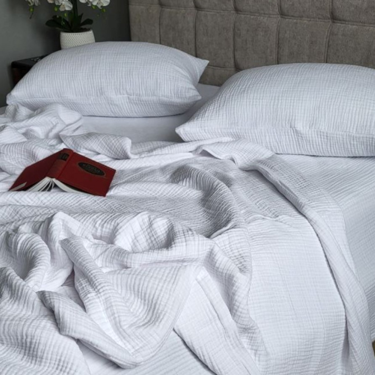 Белое постельное белье из муслина White Muslin 100% хлопок в Leron - фото