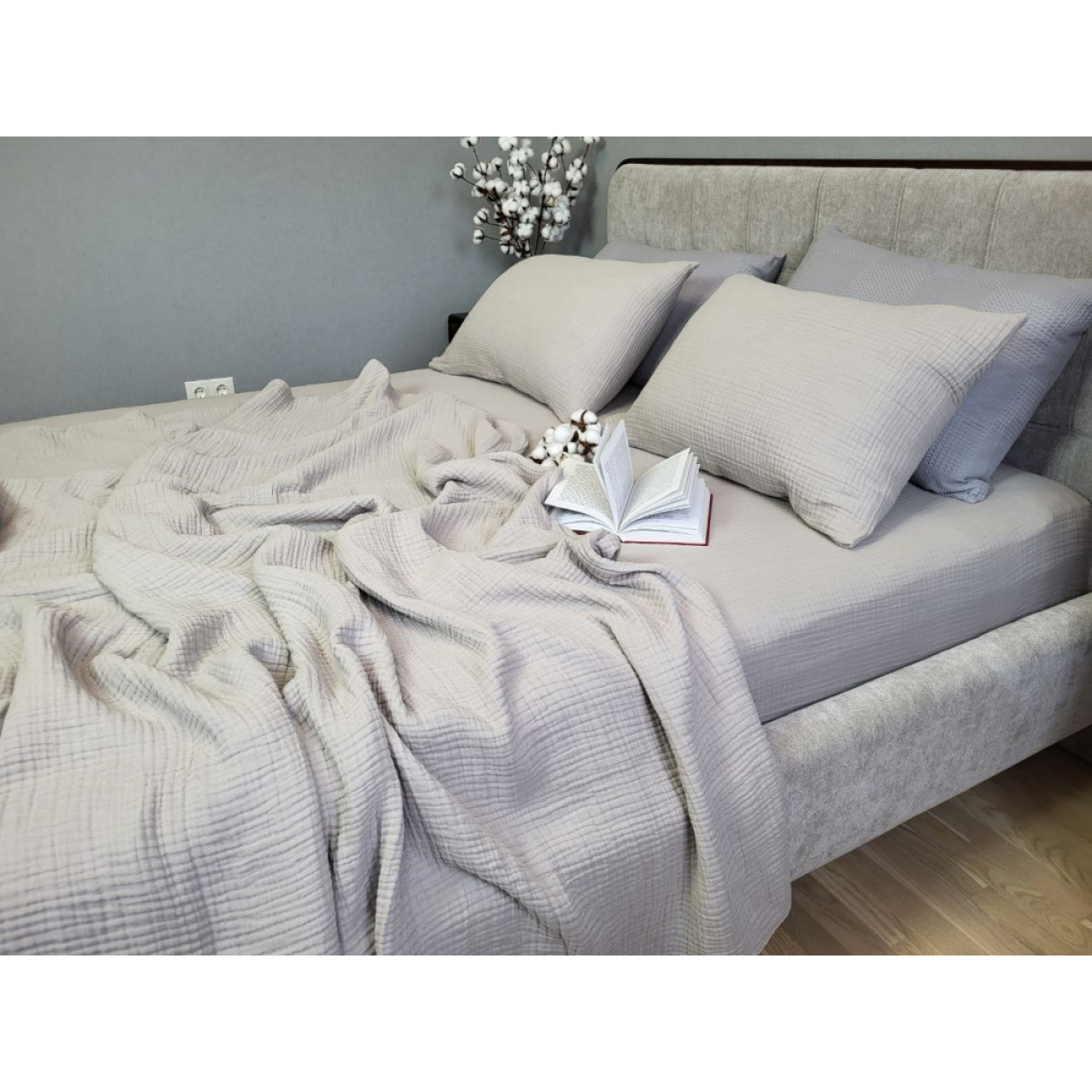 Муслиновая постель Warm Grey Muslin серая 100% хлопок