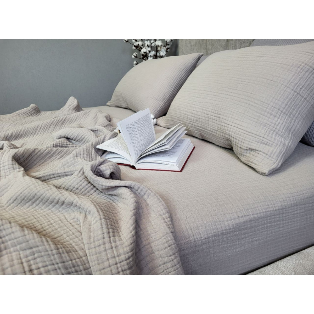 Муслиновая постель Warm Grey Muslin серая 100% хлопок