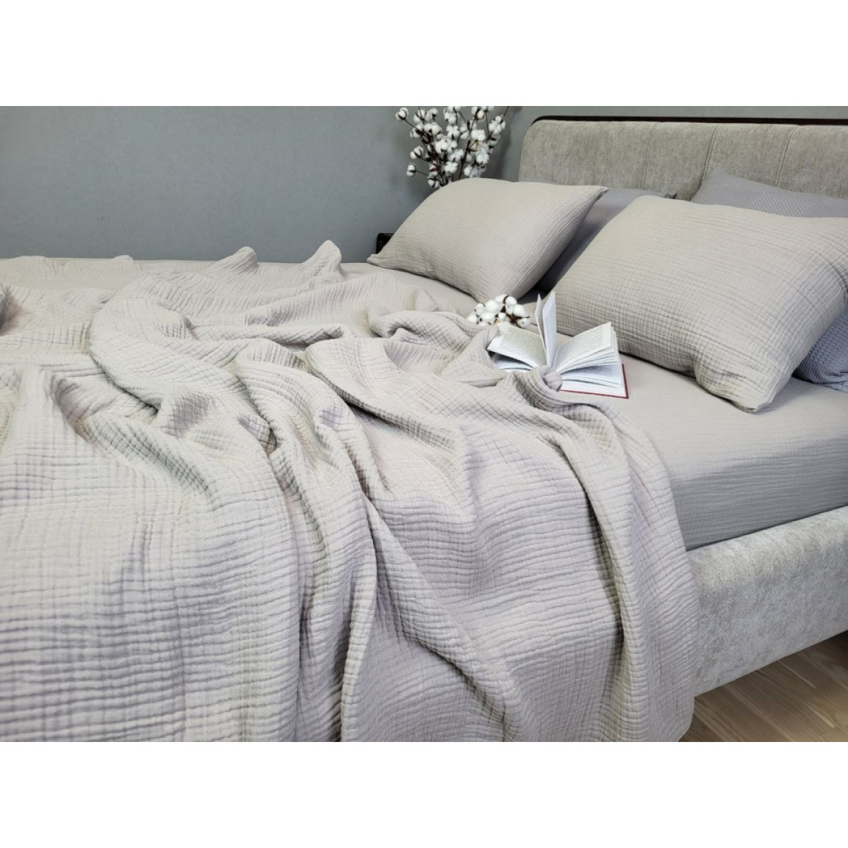Муслиновая постель Warm Grey Muslin серая 100% хлопок