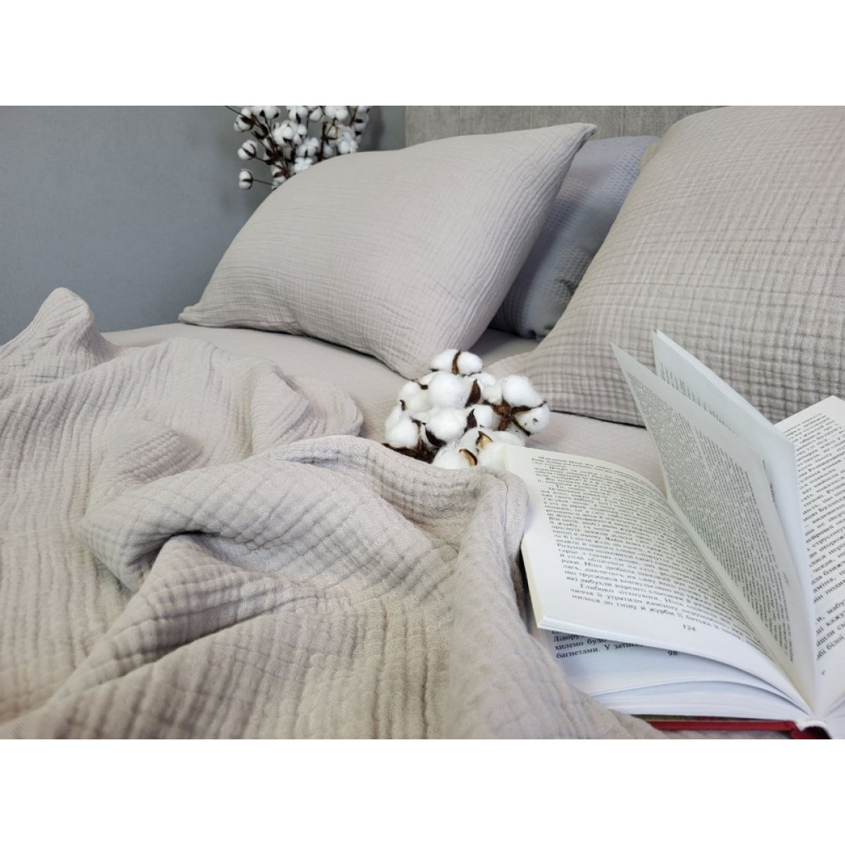 Муслиновая постель Warm Grey Muslin серая 100% хлопок