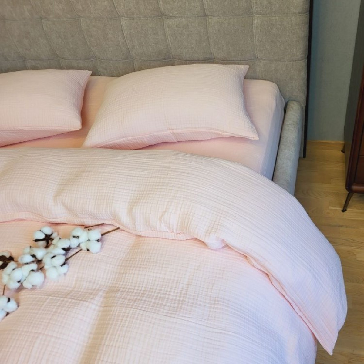 Постельное белье из муслина Pink Peach (розовый персик) в Leron - фото