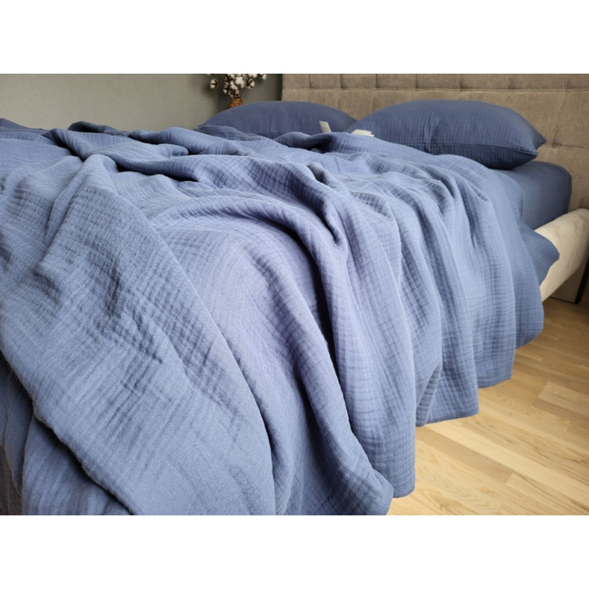 Муслин постельное белье синее 100% хлопок Navy Blue