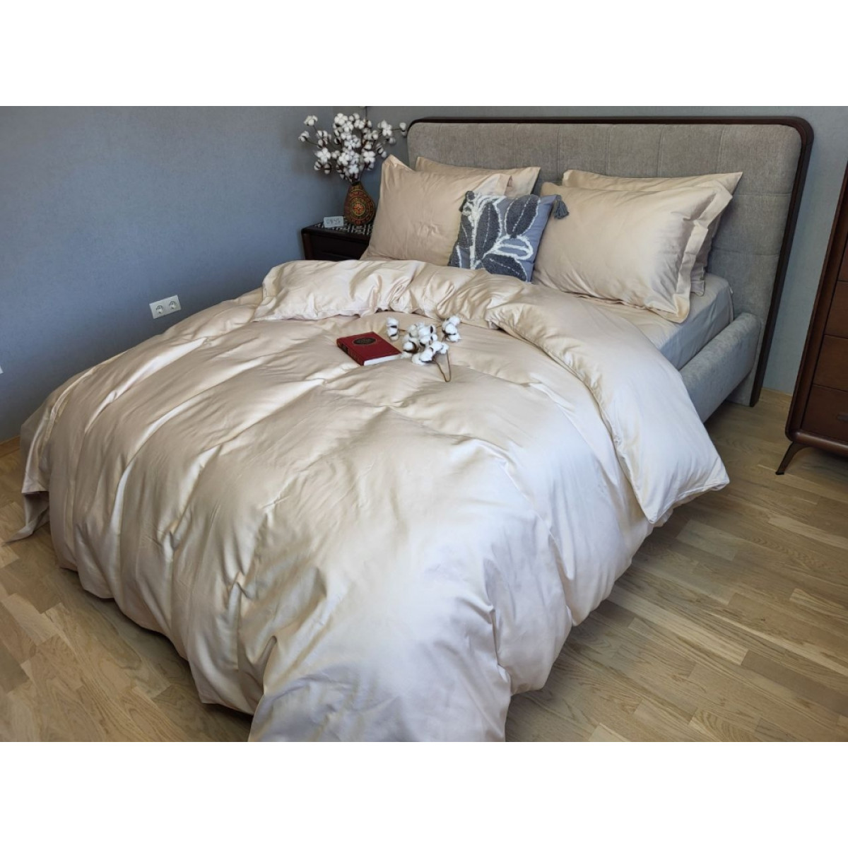 Сатинова постільна білизна люкс Elite Beige Однотонний