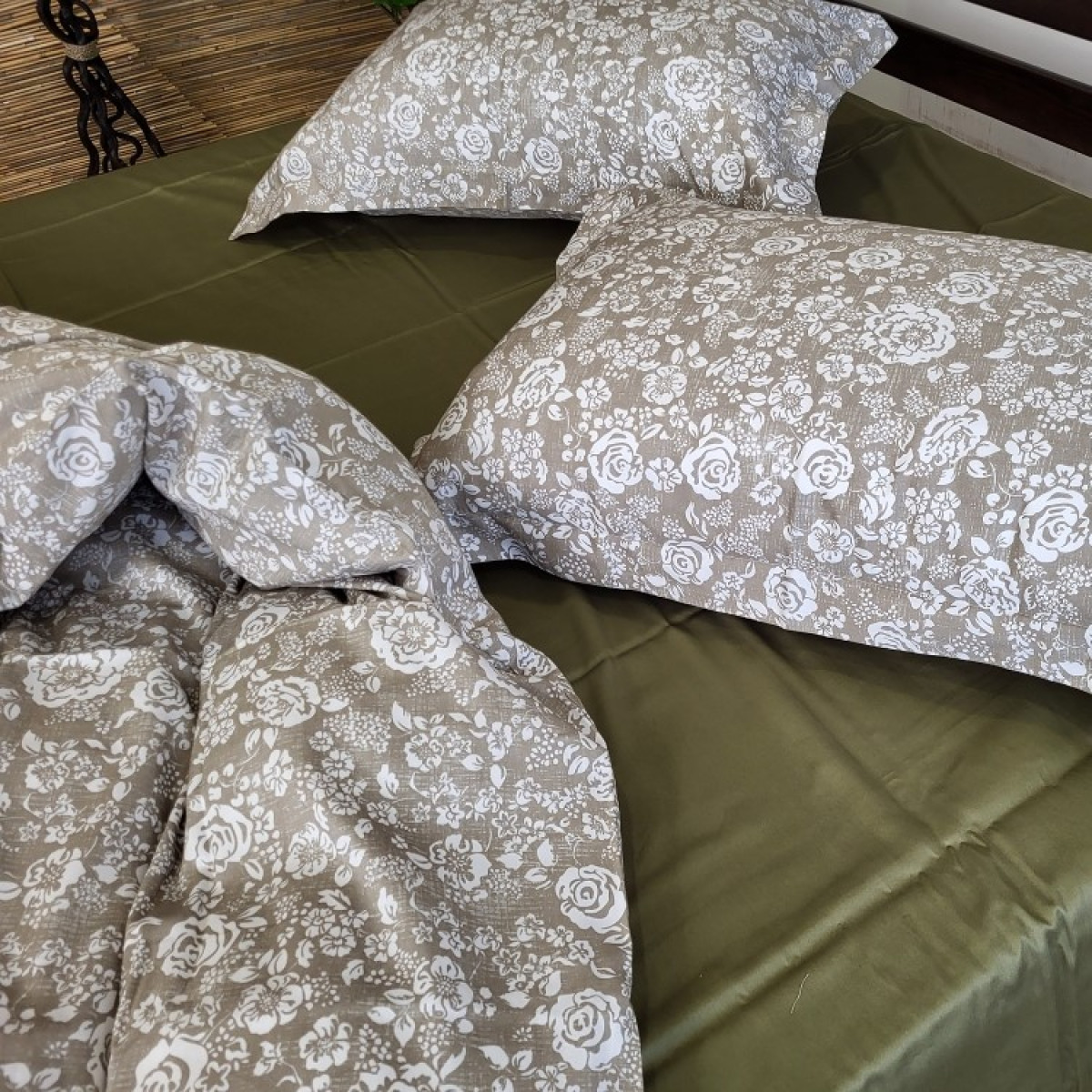 Комплект постільної білизни сатин люкс Premium Muscat Olive в Leron - фото