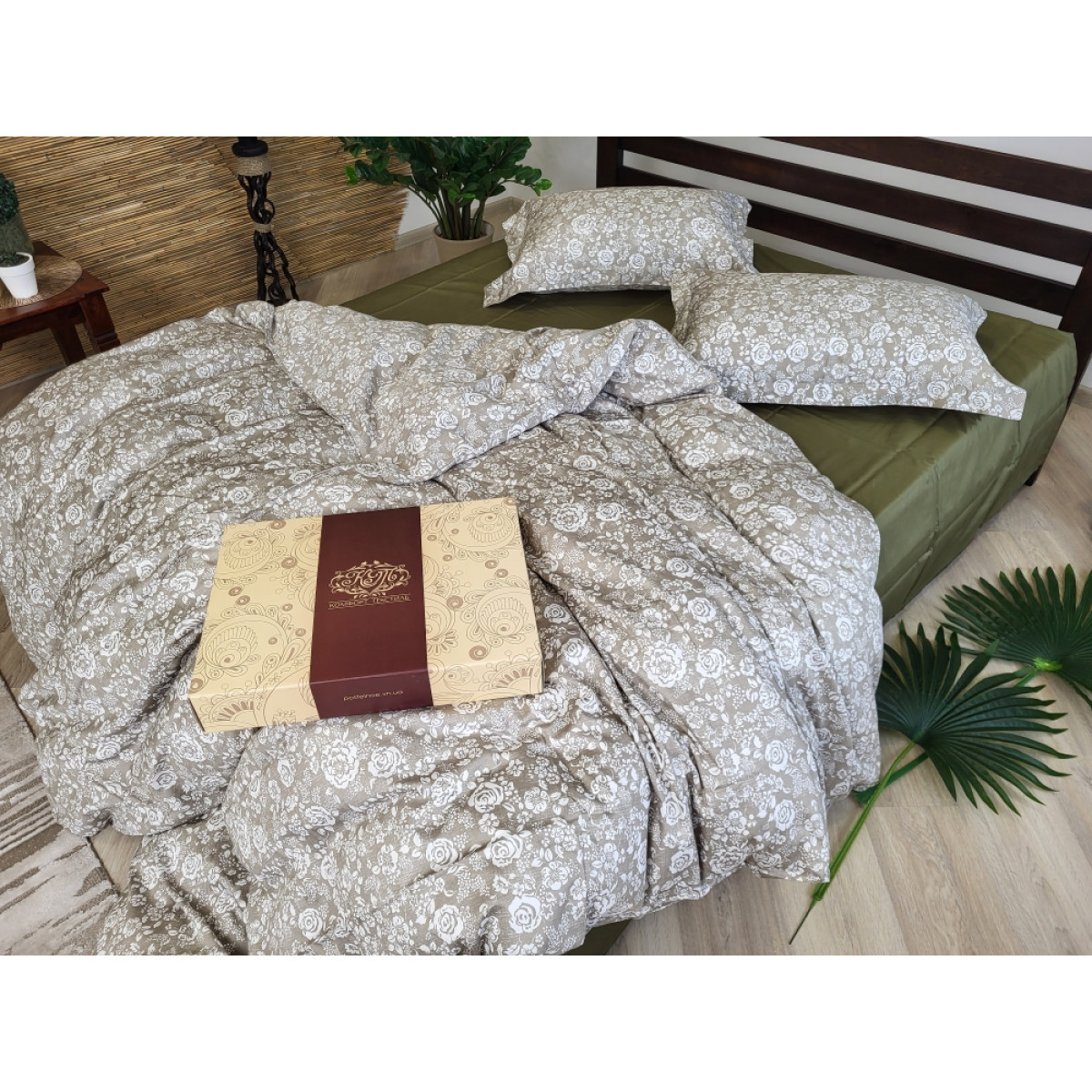Комплект постільної білизни сатин люкс Premium Muscat Olive
