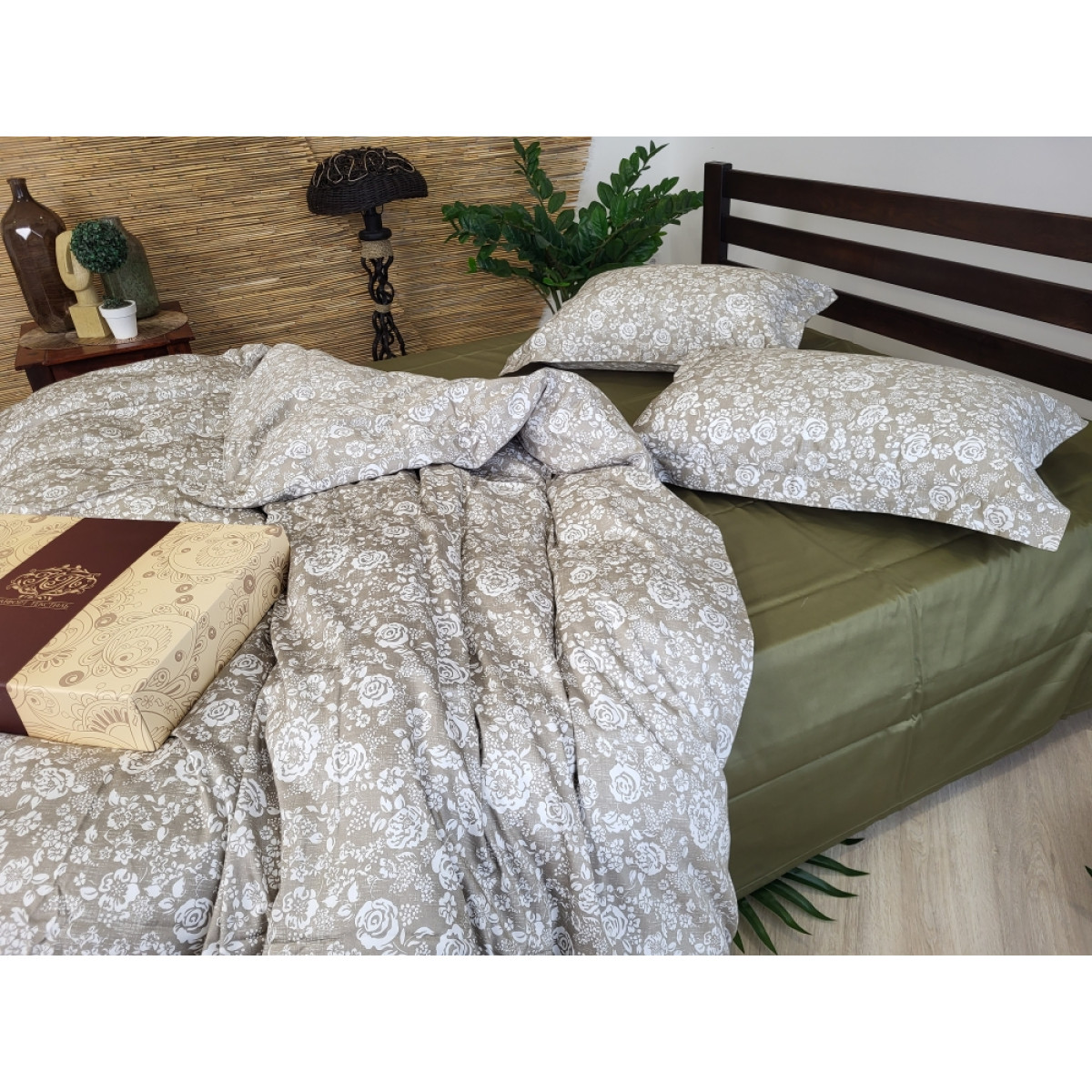Комплект постільної білизни сатин люкс Premium Muscat Olive