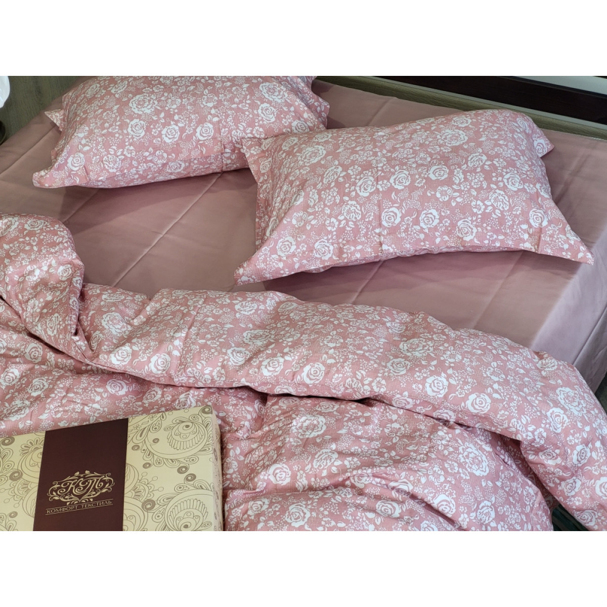Сатиновий комплект постільної білизни Premium Muscat Rose