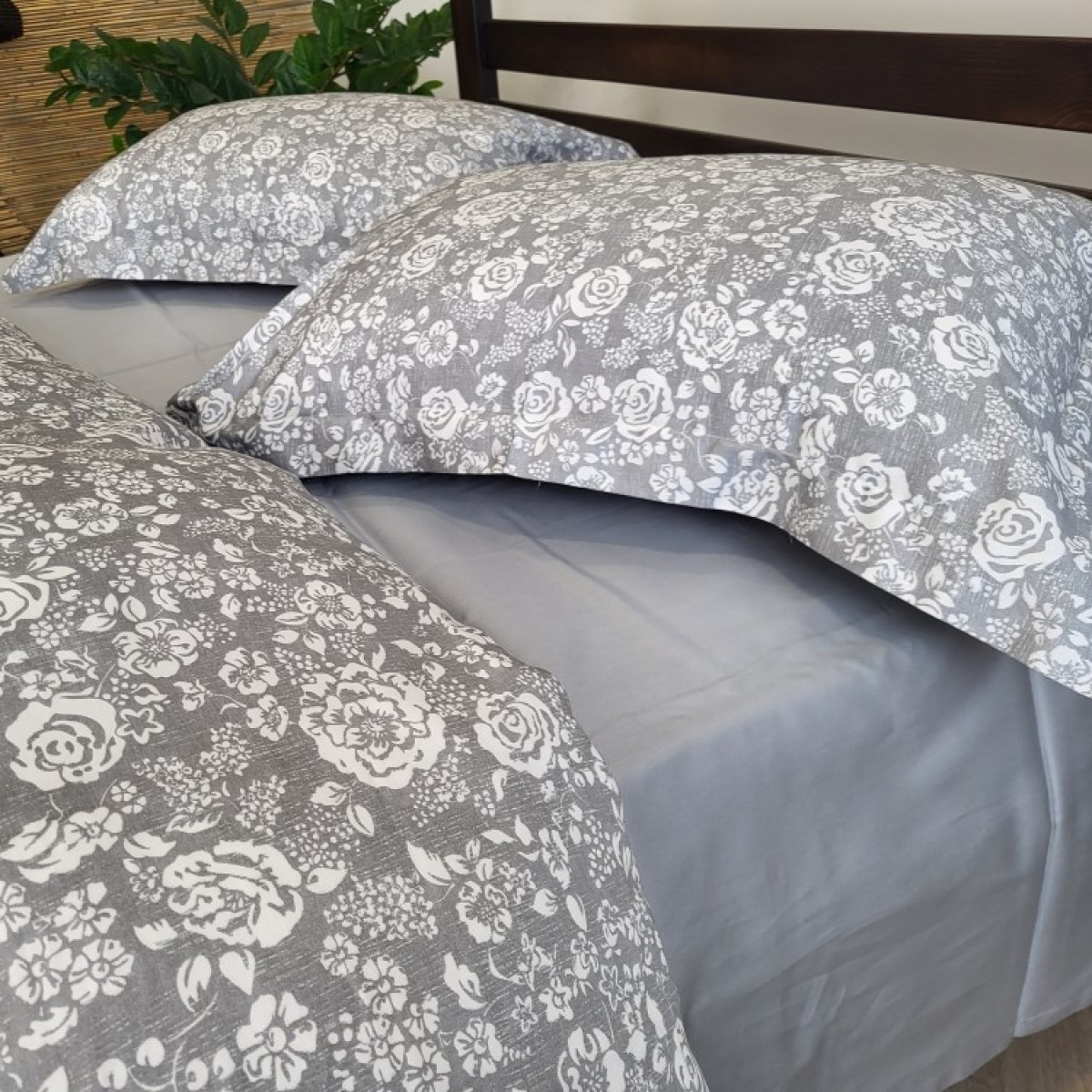 Набір постільної білизни сатин люкс Premium Muscat Gray в Leron - фото