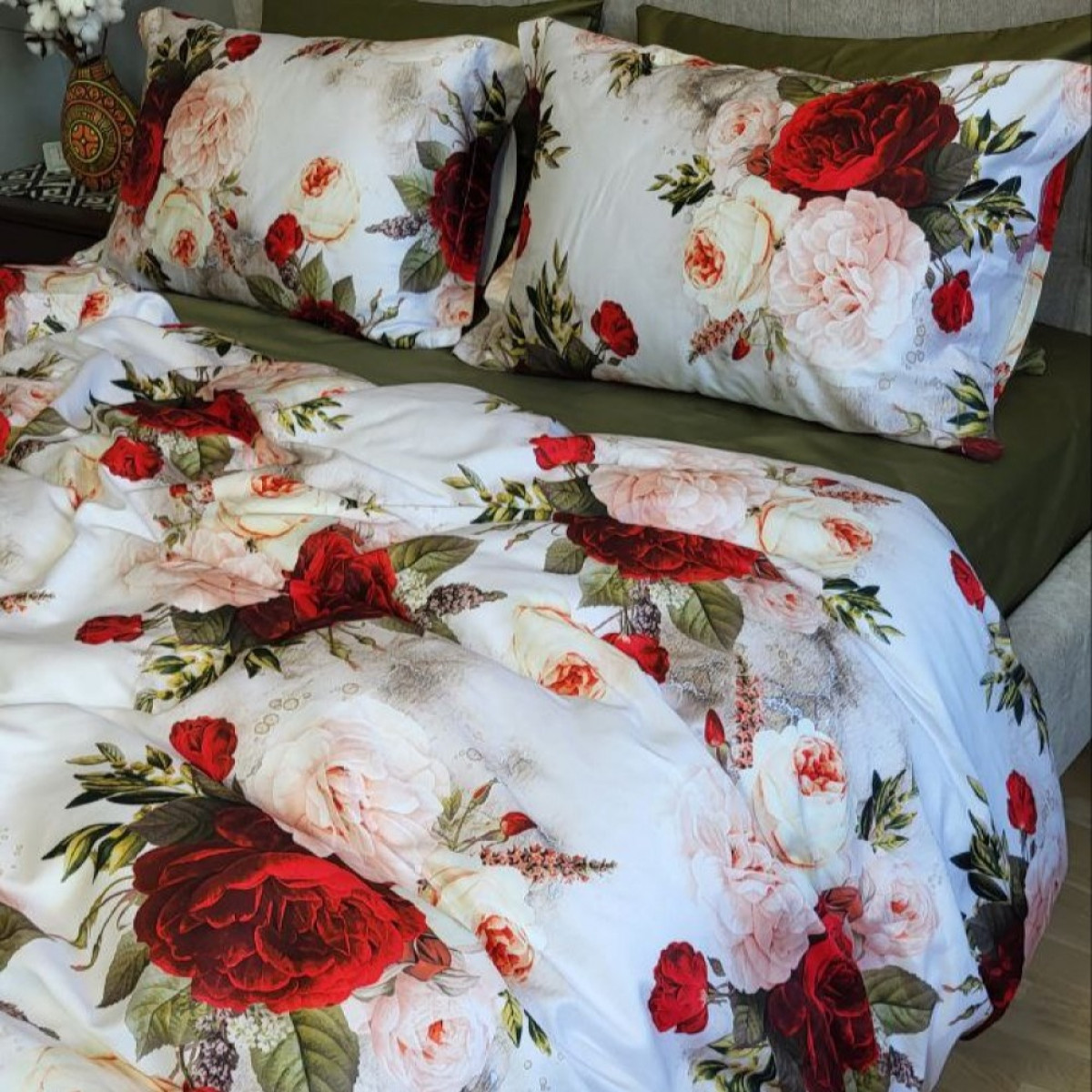 Постільна білизна з сатину люкс Premium Rose в Leron - фото