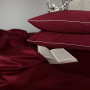 Сатиновый комплект постельного белья Бордовый LUX Однотонный с кантом в Leron - фото 0