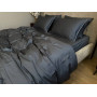 Сатиновое постельное белье Серый Джинс LUX Однотонный с кантом  в Leron - фото 6