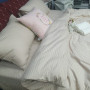 Постільна білизна страйп сатин Stripe Lux Light Beige в Leron - фото 0