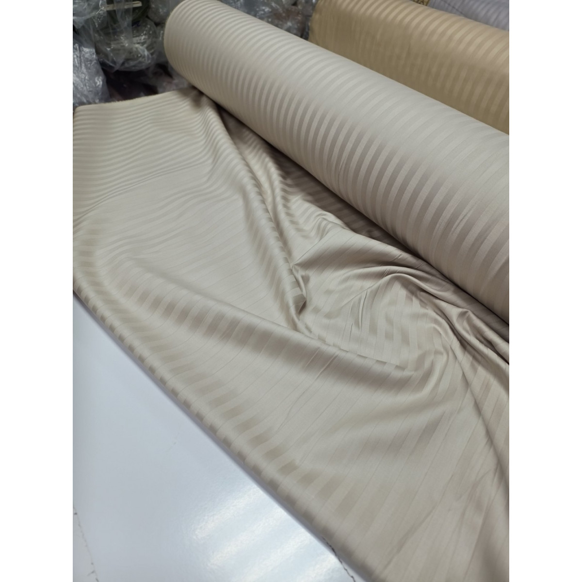 Постільна білизна страйп сатин Stripe Lux Light Beige