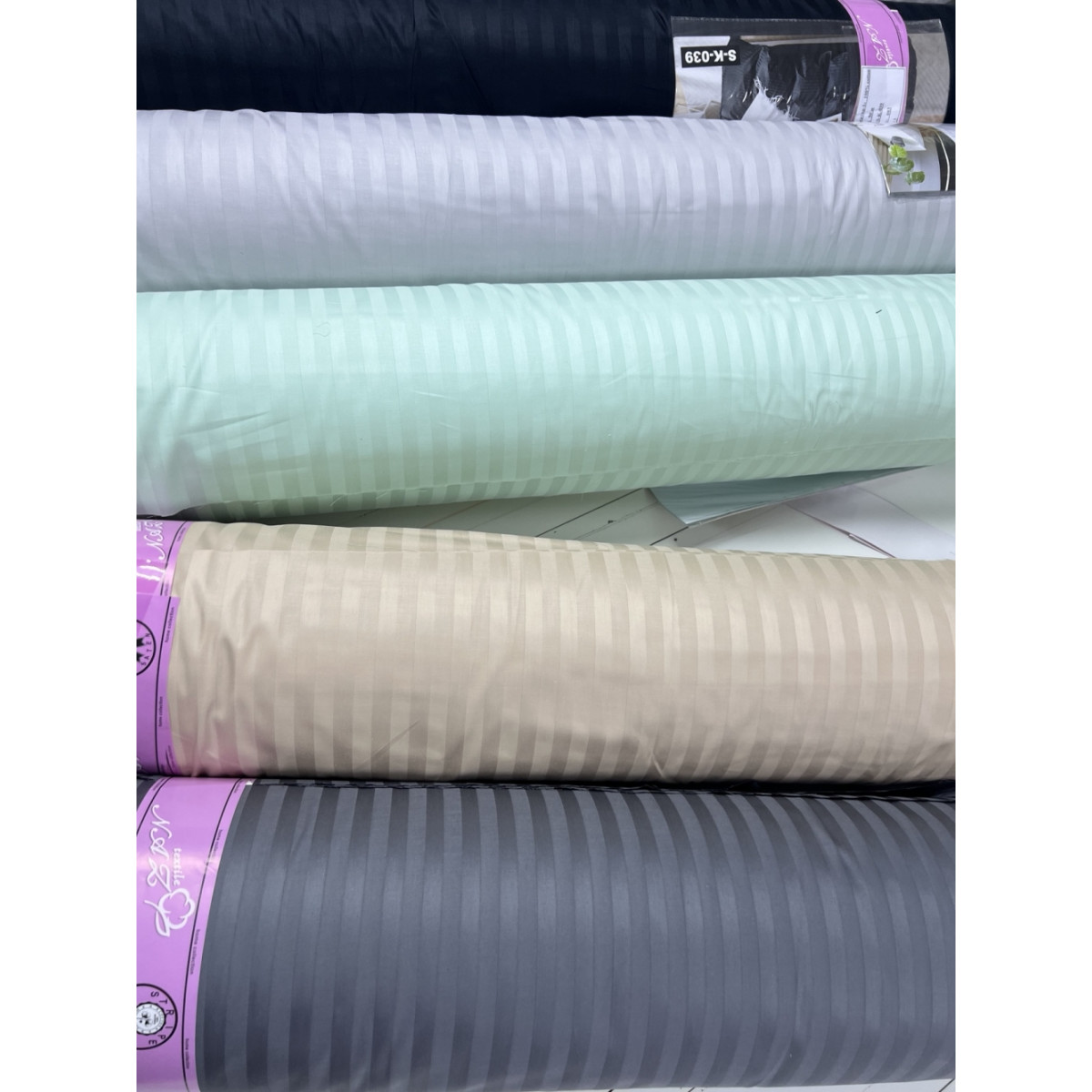 Постільна білизна сатин страйп Stripe Lux Light Mint