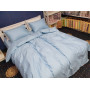 Блакитна постільна білизна страйп сатин Stripe Lux Light Blue в Leron - фото 5