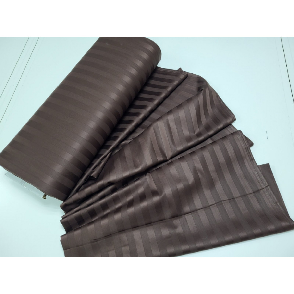 Страйп сатин постільна білизна Premium Chocolate