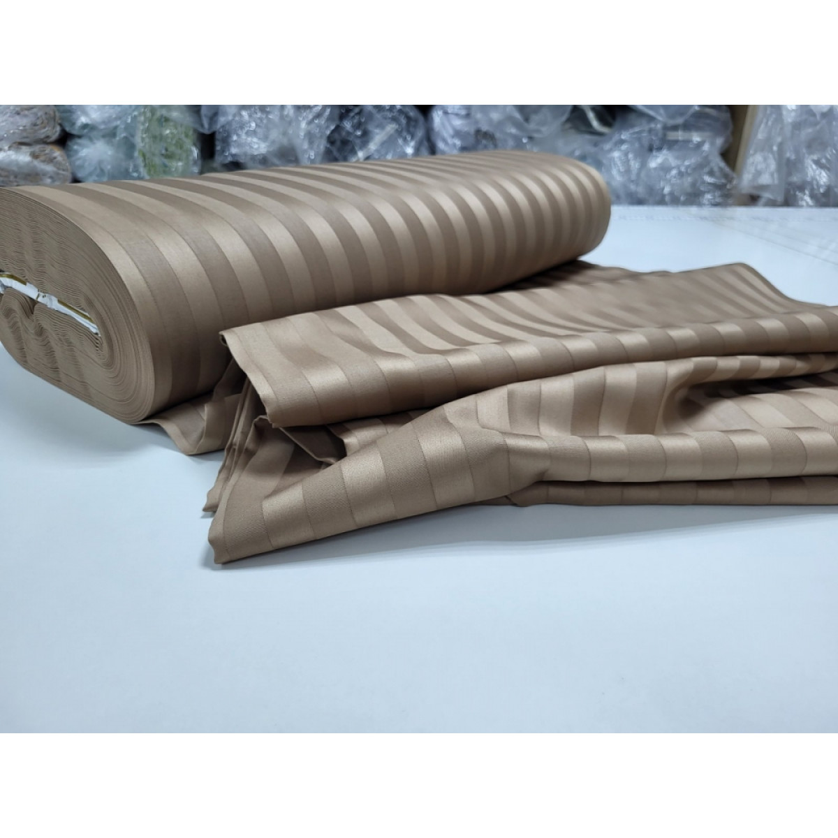 КПБ страйп сатин Premium Honey Beige