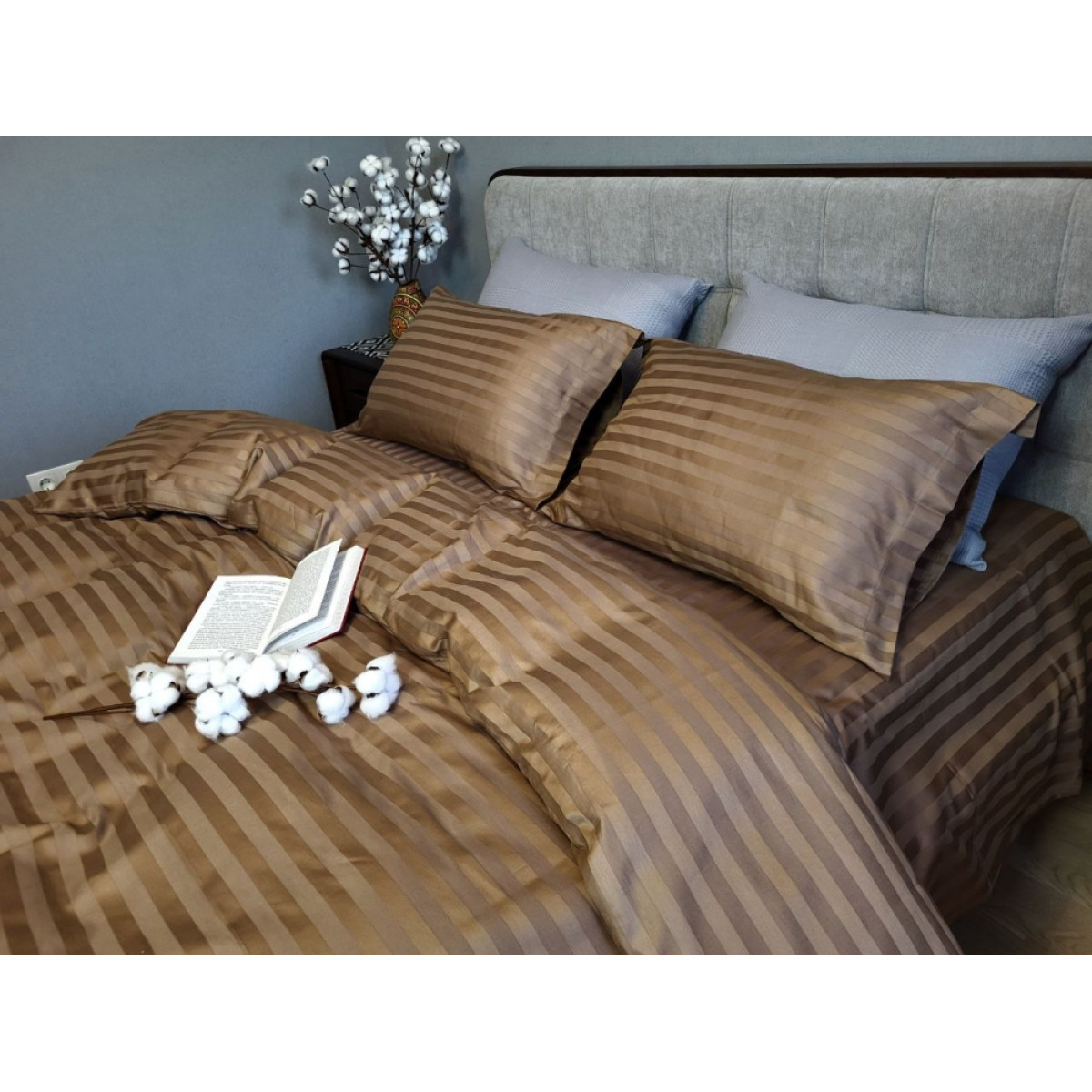 КПБ страйп сатин Premium Honey Beige