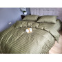 Комплект постільної білизни страйп сатин Premium Khaki в Leron - фото 1
