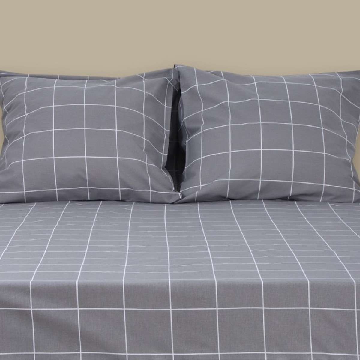Комплект постільної білизни у клітинку варена бавовна Gray Plaid в Leron - фото