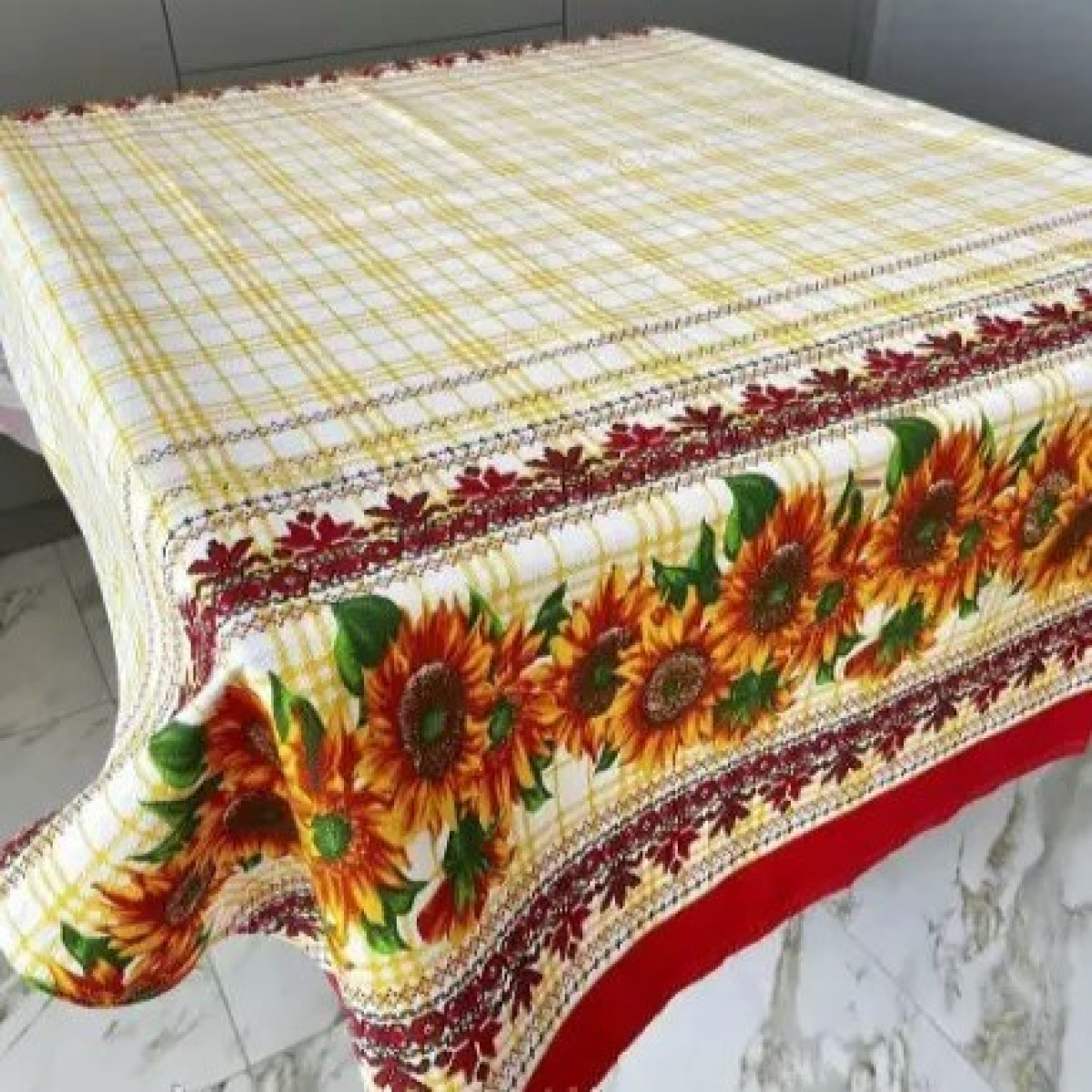 Скатерть на обеденный стол рогожка Подсолнухи 150x220 прямоугольная в Leron - фото