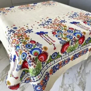 Скатерть на стол для кухни рогожка Мальвы 150x220 прямоугольная